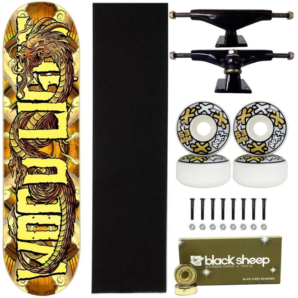 Skate Wood Light Maple 8 Serie Gold Next 53 Abec 15 Dourado