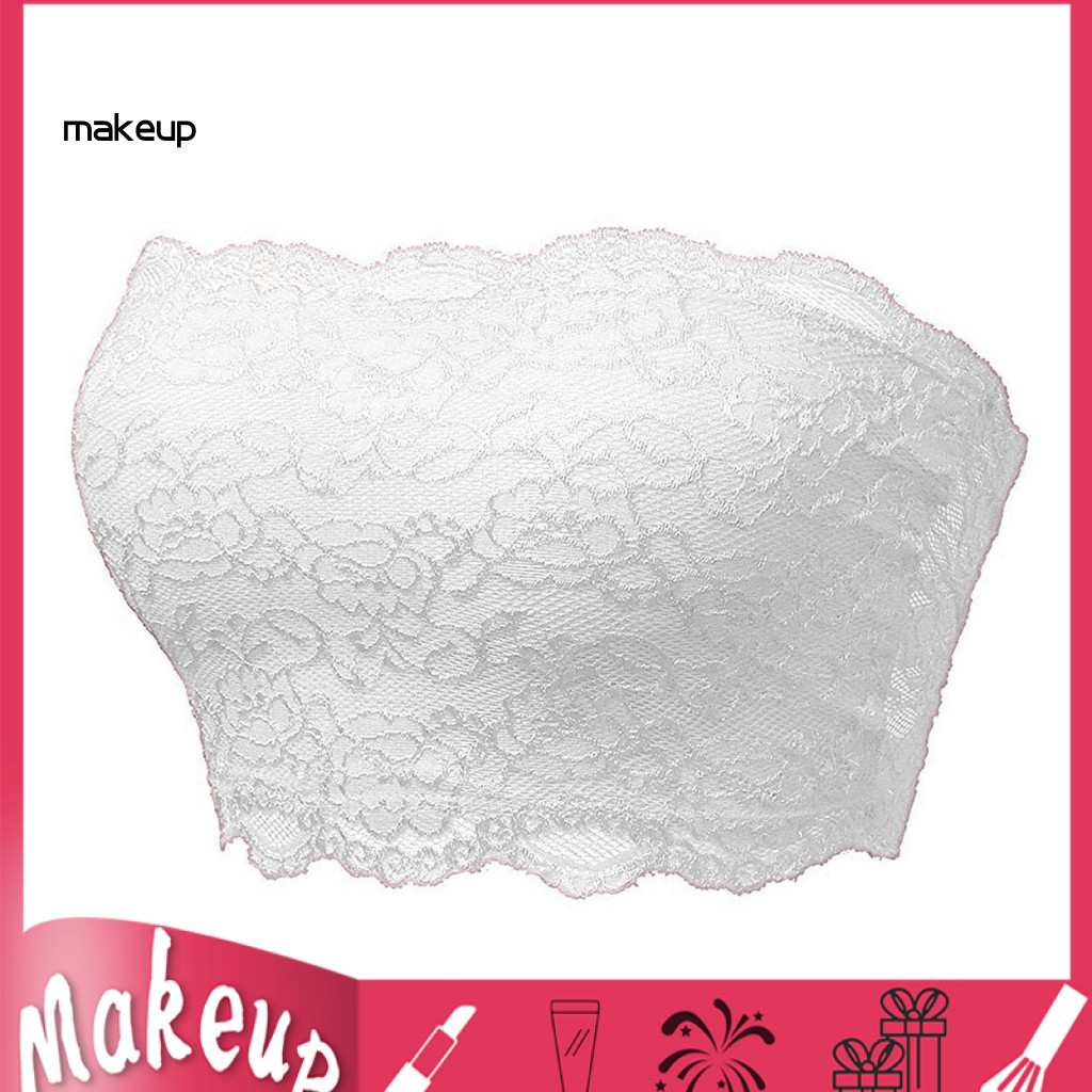 Solid-color Jacquard Hollow Bra Women Strapless Lace Push-up Anti-slip Breathable Soft Elastic Solid Color Flower Embroi
