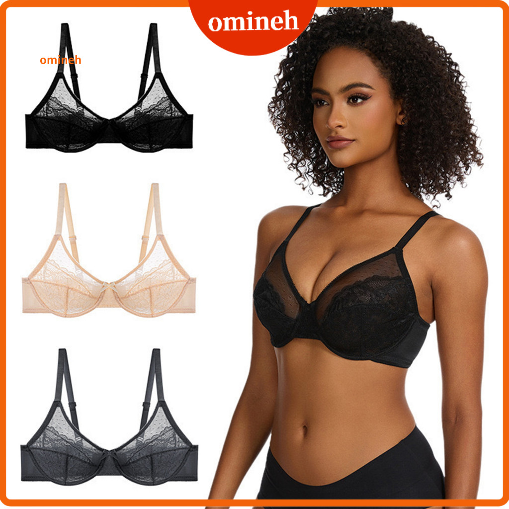Women Underwire Bra Breast Lift Women’s Sheer Floral Lace Push-up Unpadded Bralette Plus Size Breathable Supportive Ev