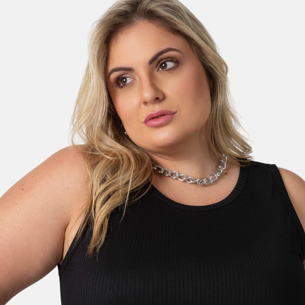 Blusa Regata Feminina Canelada Moda Plus Size 1213-C4