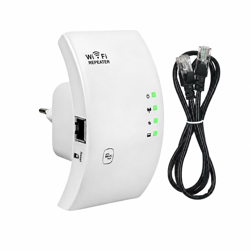 Repetidor De Sinal Wifi 300Mbps Amplificador Sem Fio Bivolt Com Cabo De Rede Potente 2.4GHz Configuração Rápida WPS