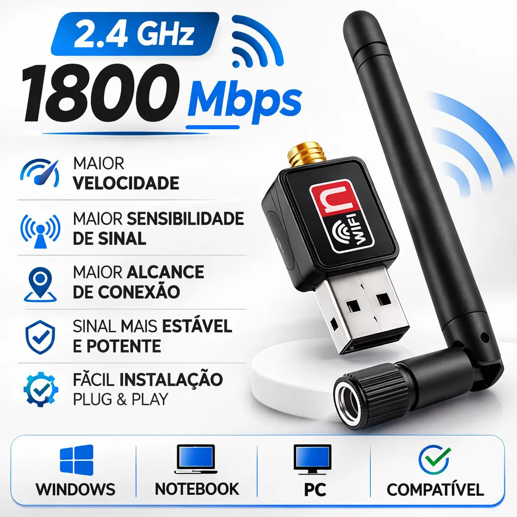 Antena Usb Wifi Adaptador 1800mbps Externa 2.4ghz