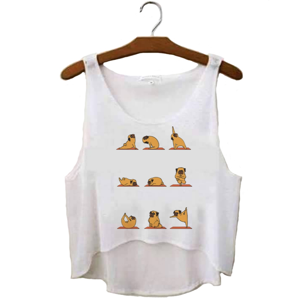 Cropped Pug Yoga || Regata Tshirt Tumblr Aesthetic Pinterest