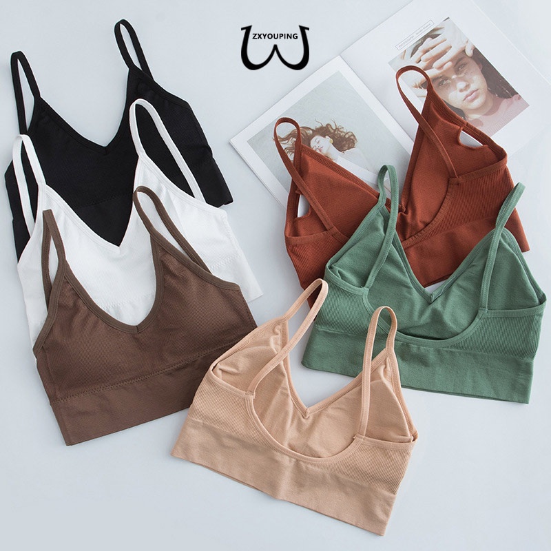 ZXYOUPING Soutien Esportivo Sem Costura , Confortável Aro bra , V-Pescoço Tube top Fino push up/Underwear/gym/yoga/fitness