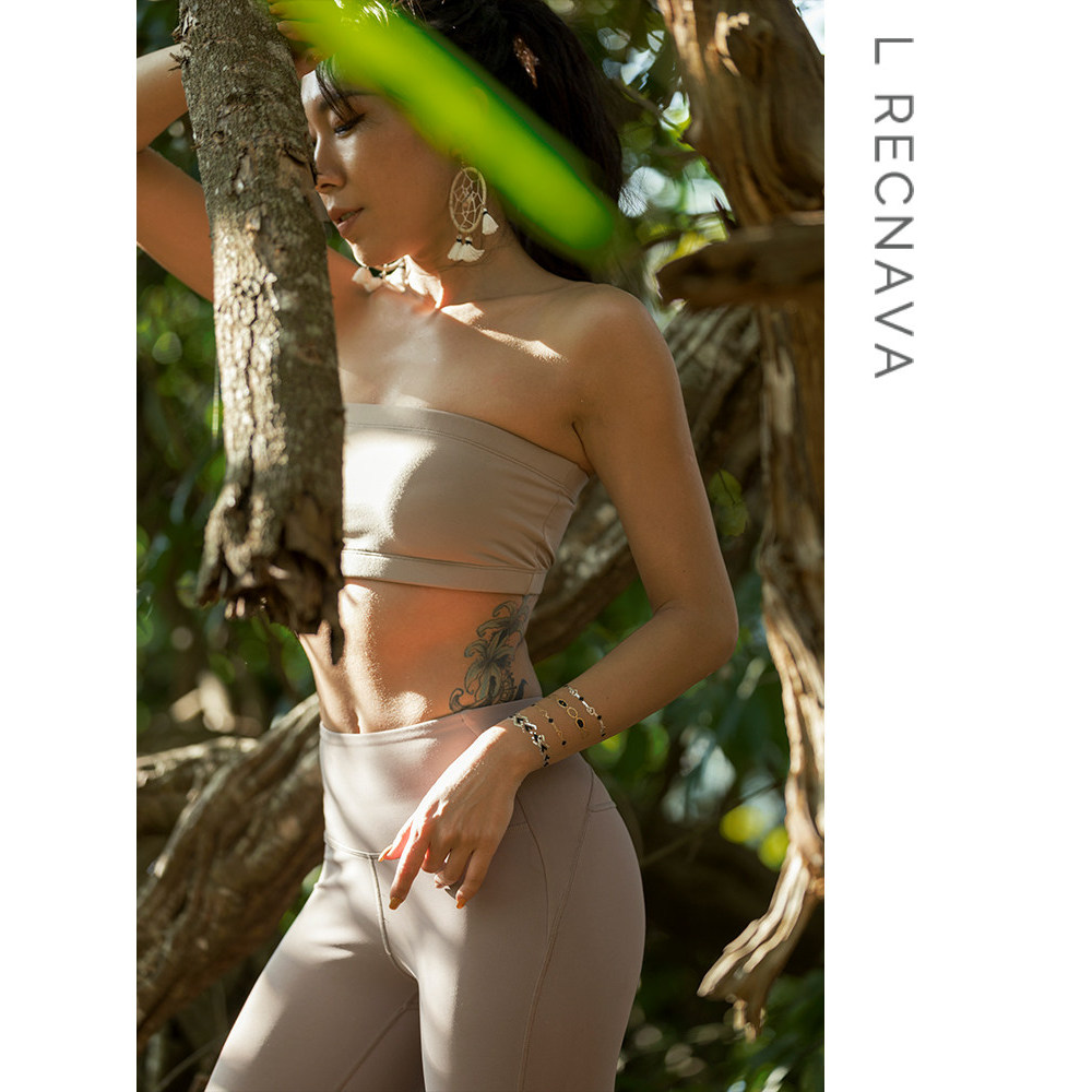 L RECNAVA Sports Tube Top Cueca Feminina Sem Alças Yoga Fitness Reunindo Sutiã de Corrida com Sutiã Almofada no Peito