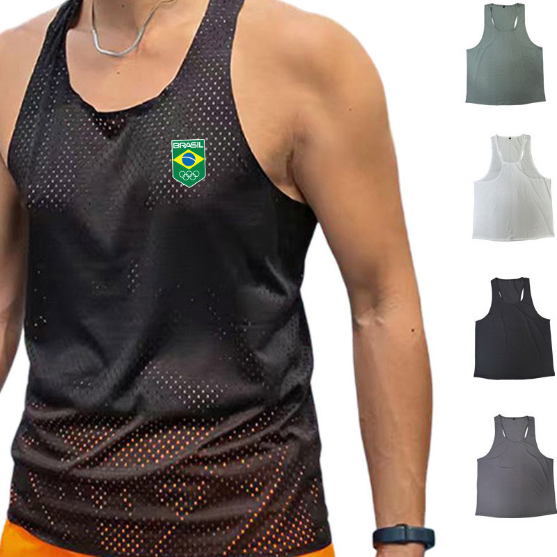 Brazil Sports Men Marathon Running Tank Top Quick Drying Vest OjL0