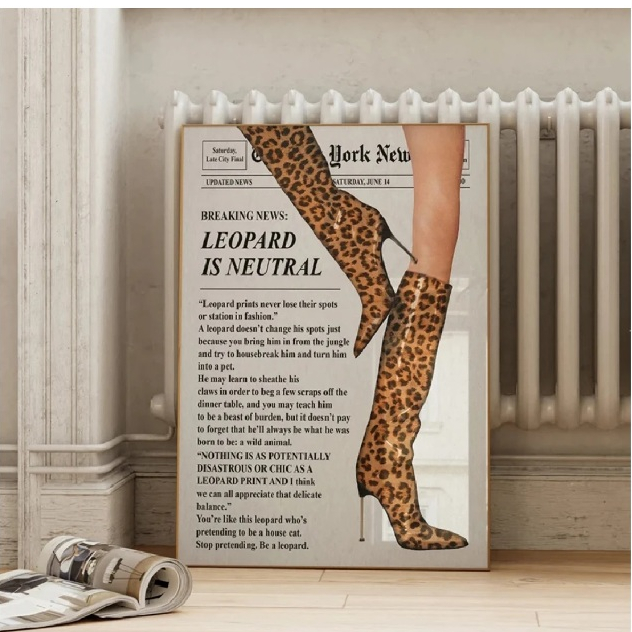 Quadro decorativo Estilo jornal retrô botas fashion arte (1 peça)
