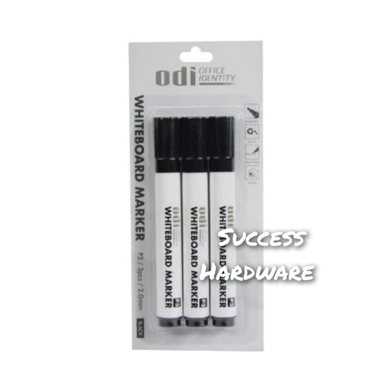 HITAM Odi SET De Marcadores De 3pcs WHITEBOARD 2MM-Marcador De 2.0MM BL Preto