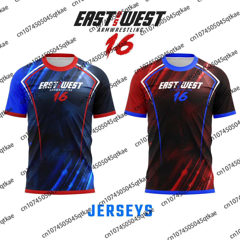 EAST VS WEST 16 Jersey Larratt Arm Wrestling Unissex Oversized Camiseta Entusiastas De Pulso Treinamento Fitness Uniform