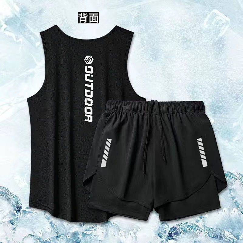 [Hot Sale] Workout Exercise Outfit Outdoor Track and Field Quick-Drying Breathable Vest Shorts lTuc