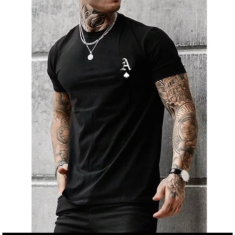 Camisa masculina algodão Manfinity Homme Gráfico Carta ocasional Camiseta & Tanque Masculina gola redonda Envio Rapido!!