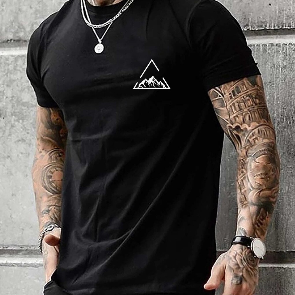 Manfinity Homme Homens Impressão Geográfica Camiseta