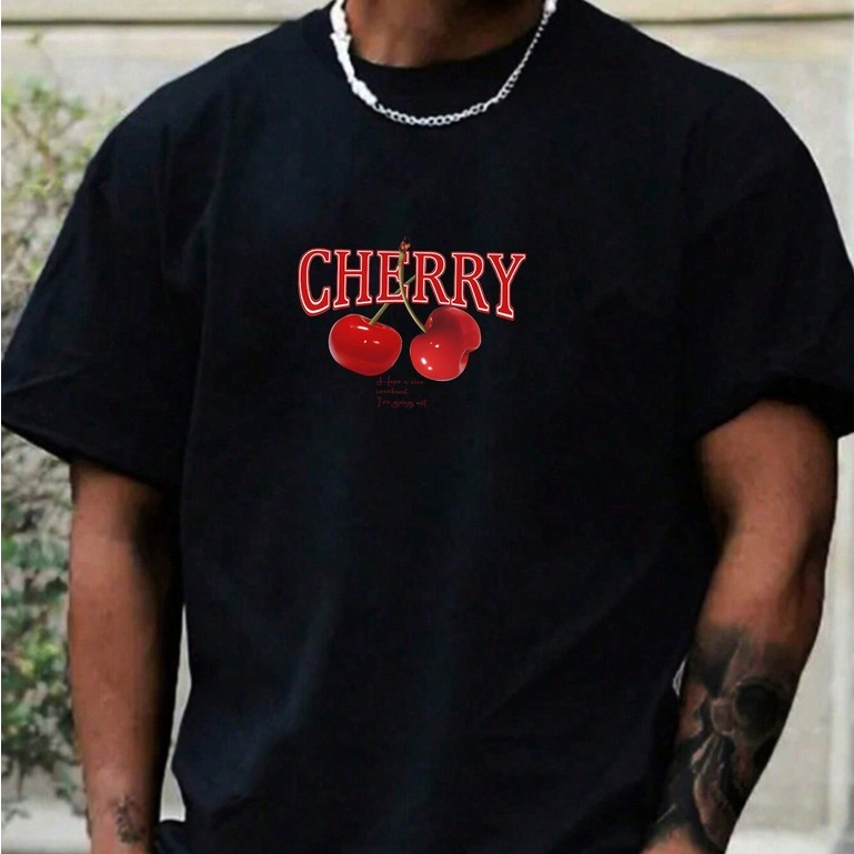 Manfinity Homme Camiseta MasculinaCom Estampa De Cereja