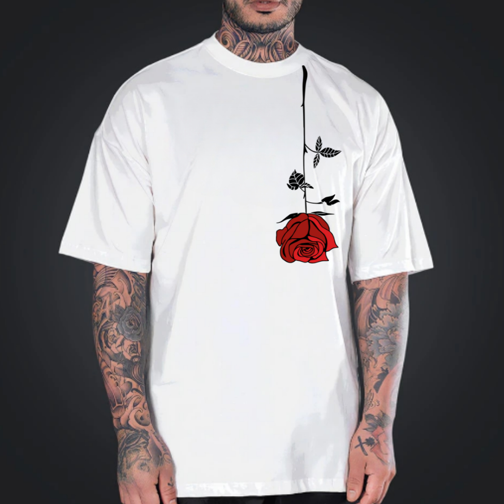 Camiseta Sleeveless  Algodão Rosa Vermelha Streetwear Larga Estilo