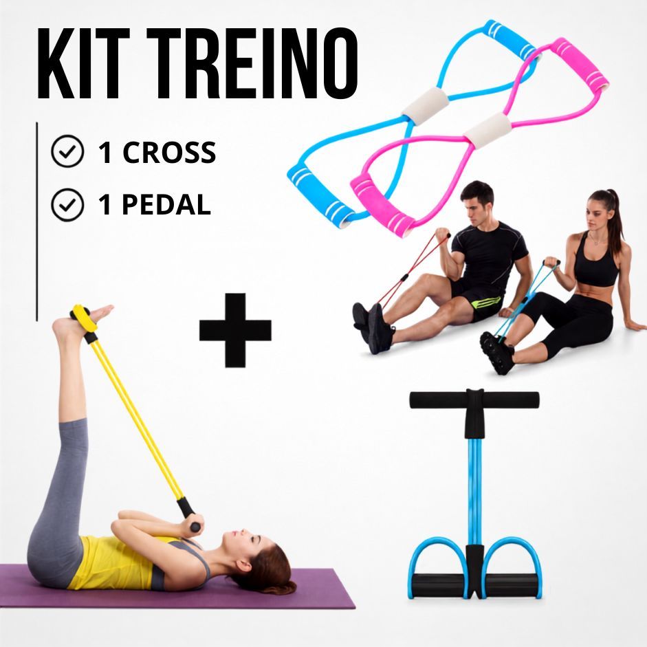 Treino Em Casa Fitness Com Elástico Extensor Cross Tube + Pedal