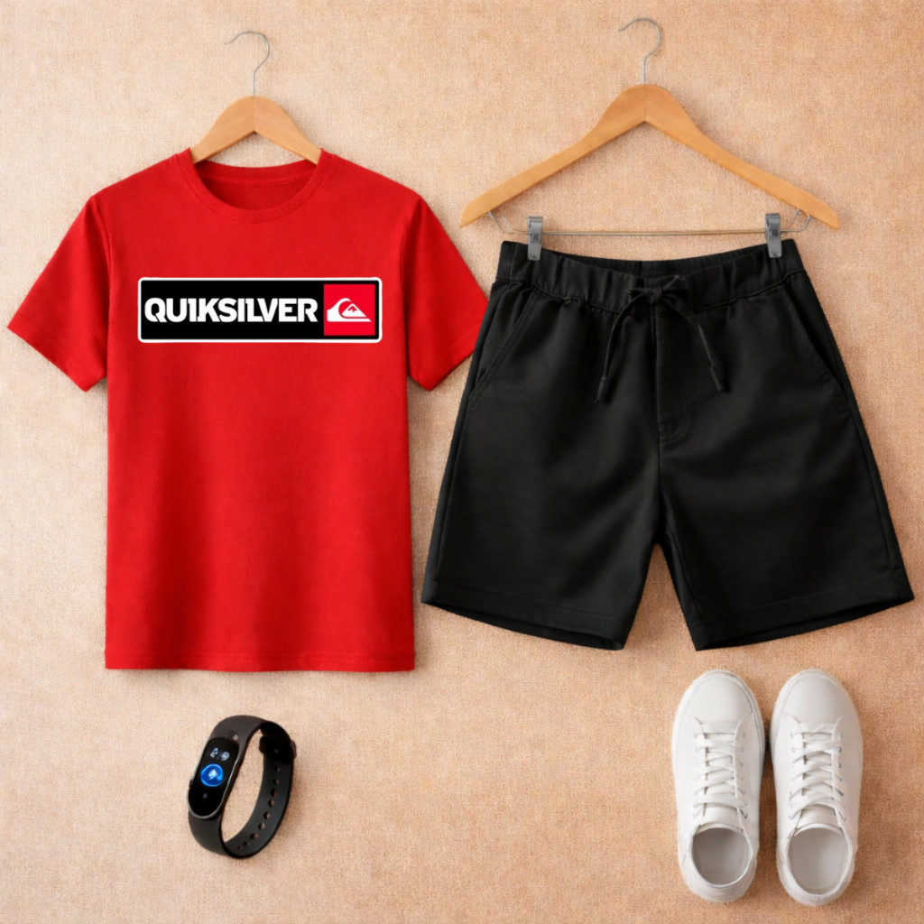 Kit 1 Camiseta Infantil e 1 Bermuda Moletinho Quick Camisa Menino Estampada 2 ao 16 anos Roal Store