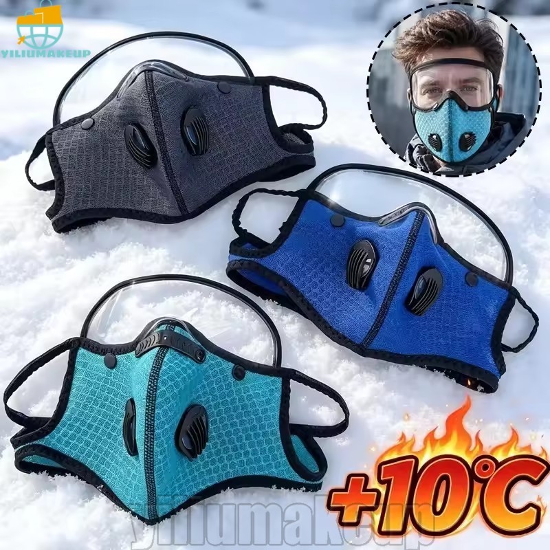 [Quick] Máscara Facial De Equitação À Prova De Vento De 1/2 Unidades-Frio-Filtro De Carvão Ativado Com Válvulas Duplas-E