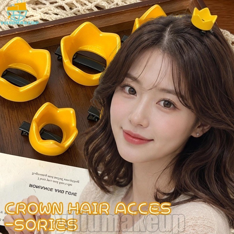 [Quick] 3-1Pc Sweet Crown Hairpin-3D Golden Mini Hairclip-Bangs Side Barrettes-Y2K Duckbill Clip-Para Mulheres-Acessório