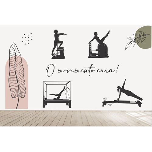 Adesivo Parede Pilates Estúdio Reformer Chair Cadillac Pb65