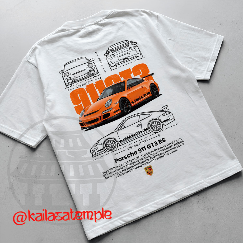 Camiseta Porsche 911 GT3 RS 2008 Lightweight Construction Racing Streetwear Luxo 100% Algodão Unissex