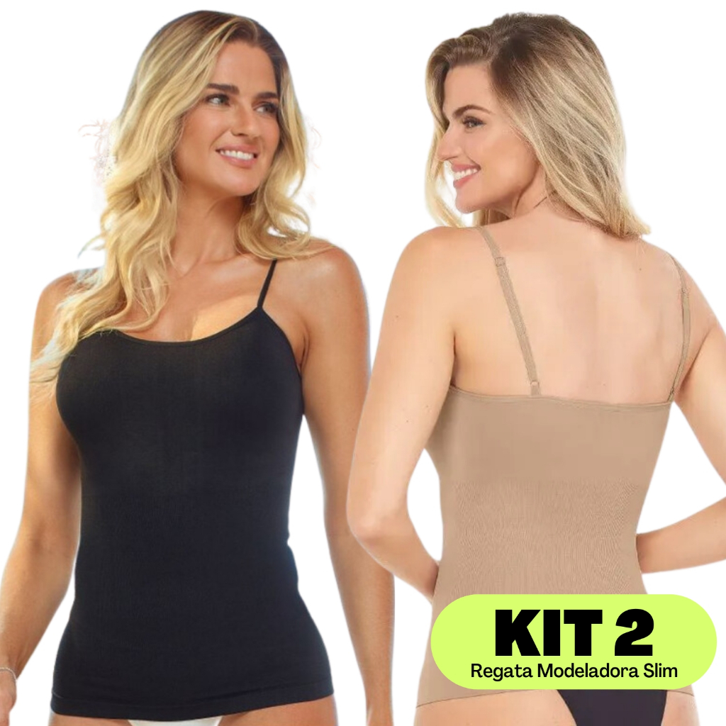 Kit 2 Regatas Modeladora Slim Zee Rucci Com Compressão Abdominal