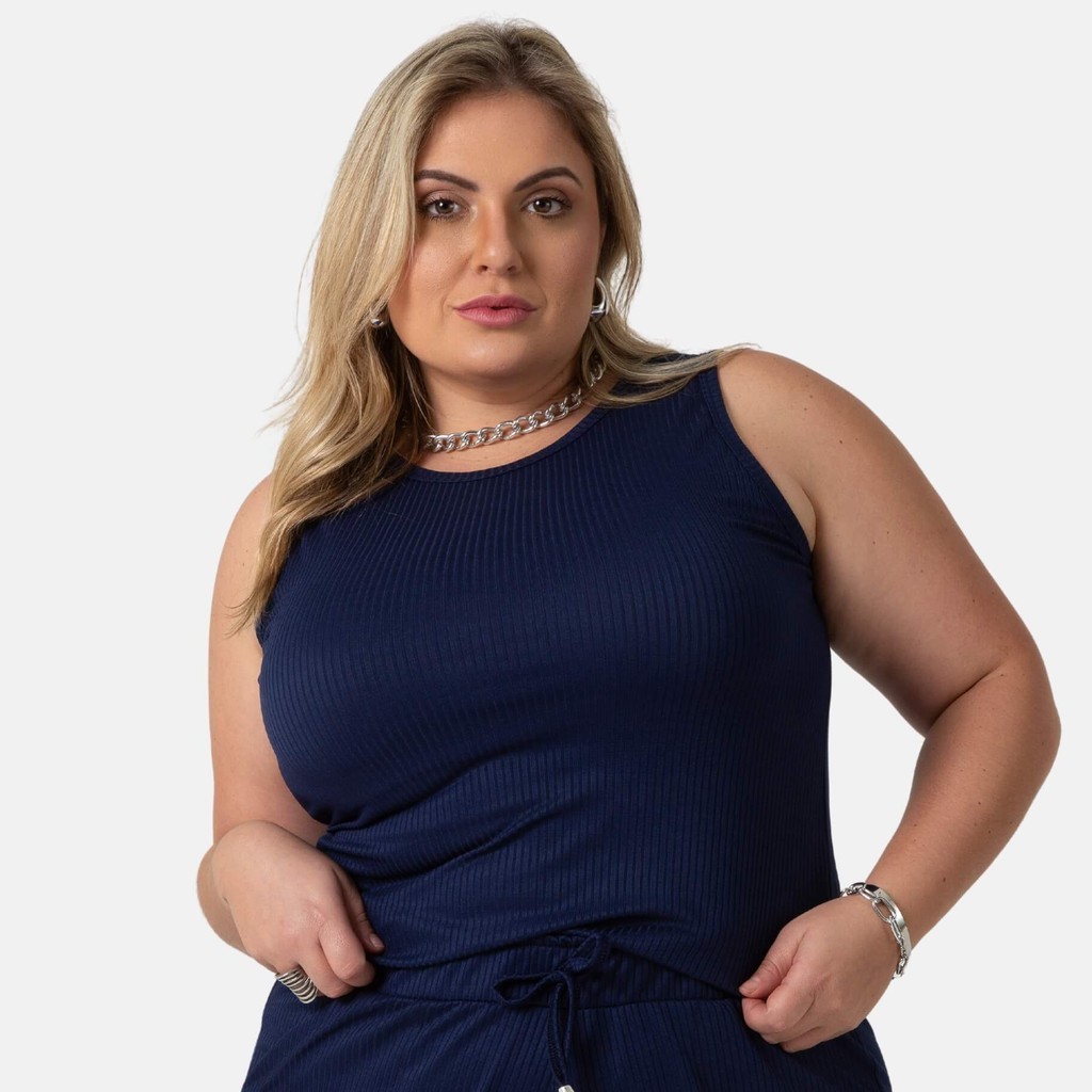 Regata Canelada Feminina Plus Size Verão G GG G1 G2 G3 G4 1213-C5