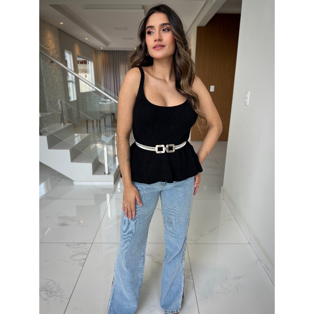 Regata Feminina Tricot Modal Leve Estilo Casual Moda Verão 2025 Blusa Fresca Básica Charmosa