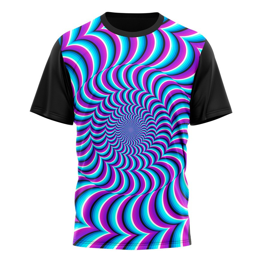 Camiseta Psicodélica Espiral Ilusão Óptica Neon Led Raveup