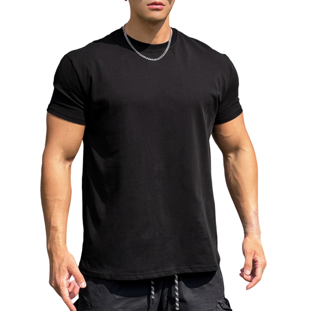 Solid Color Tee for Men Top Men’s Loose Fit Athletic T-shirt Summer Crew Neck Short Sleeve Workout Sports for Outdoor