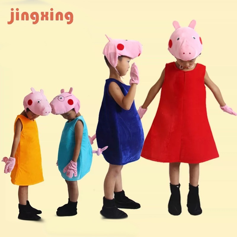 Conjunto De Trajes Infantis Para Crianças Peppa Pig George Cute Cartoon Animal Halloween Cosplay Meninas