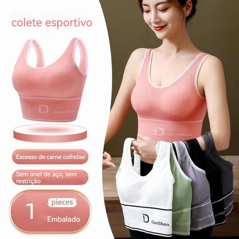 Sutiã, Yoga Esportiva, High Elastic Big U Tank Top, Coreano Edição Underwear, Mulheres Sem Anel de Aço Coletando Sutiã, Sutiã Envolto