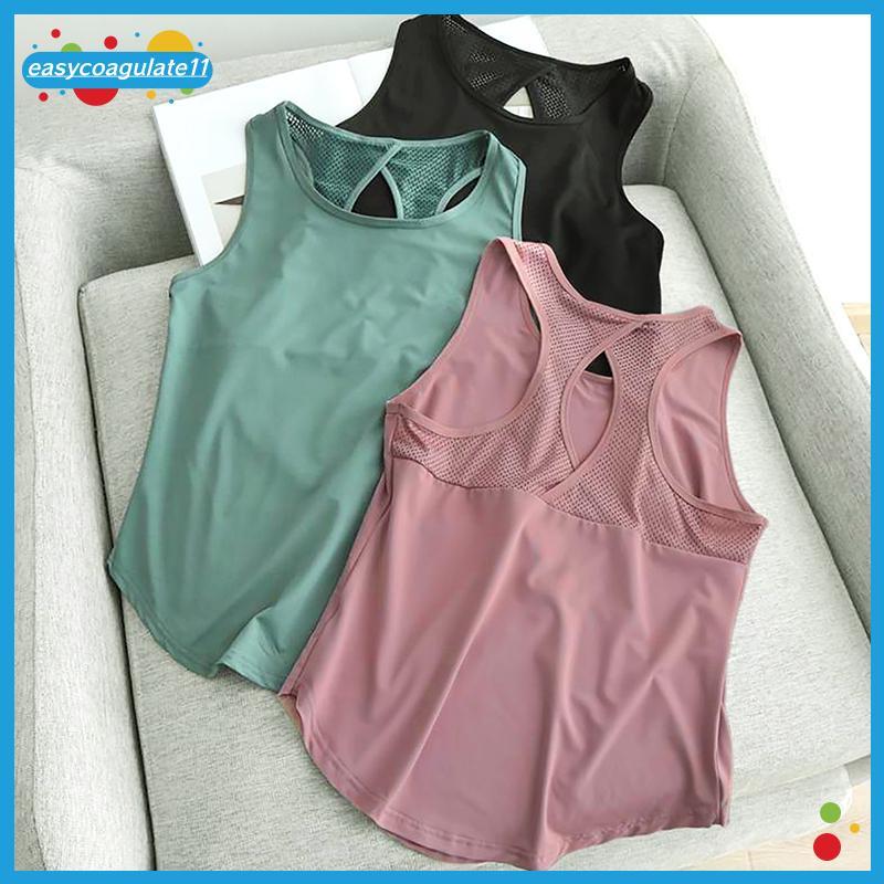 EASYC Mulheress Qui Dry Sem Mangas Com Capuz Yoga Sports Tops Loose Fit Fitness Tank BR
