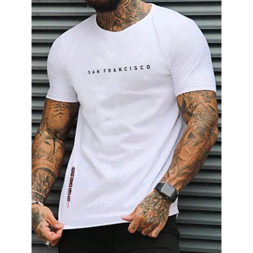 Camiseta Masculina San Francisco Manfinity Homme Homens Gráfica Letra Camiseta
