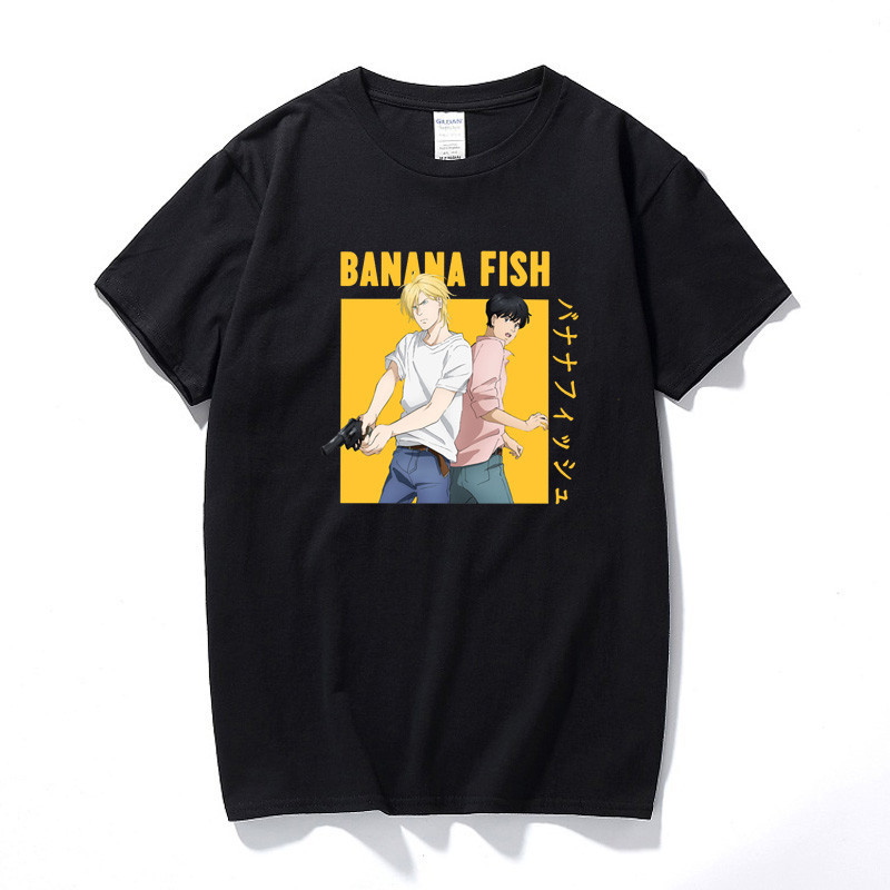 Anime Roupas Topos Banana Peixe T Camisa Para Homem Manga Unisex Streetwear Camiseta Casual Algodão Curta Tshirt Homme