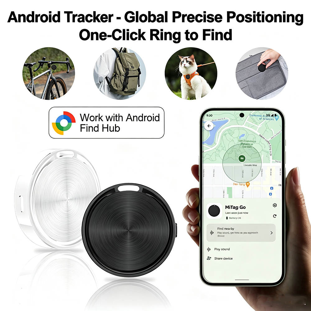 Dispositivo de Rastreamento Bluetooth Mini para o aplicativo Google Find Hub, rastreador inteligente, tag para animais