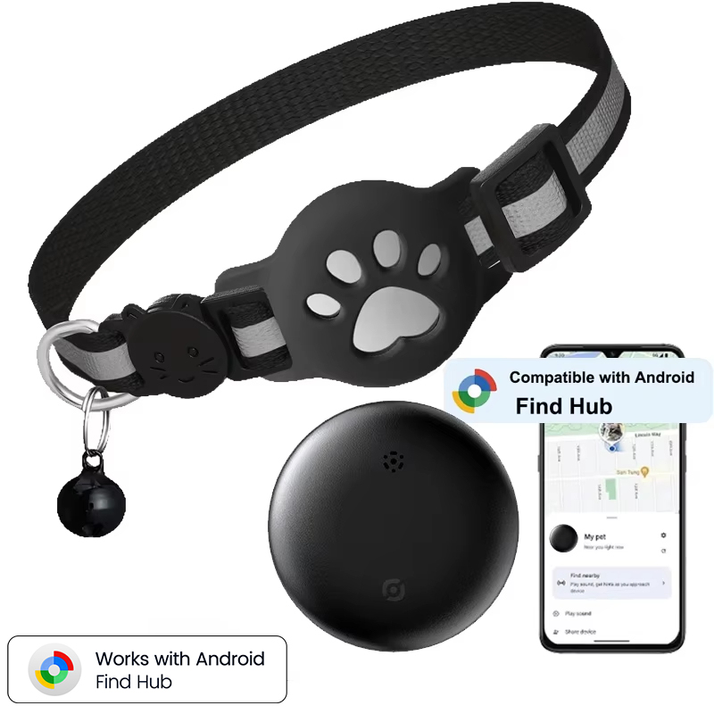 Colar com Rastreador Bluetooth Inteligente Compatível com Google Find My para Localização de Animais de Estimação