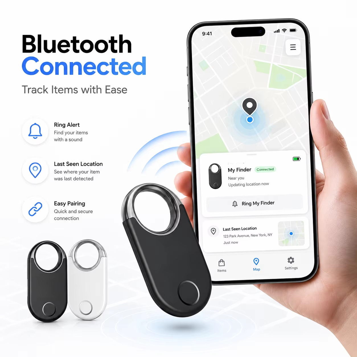 Rastreador Bluetooth Tag compatível com Android Google Encontre Meu app, chaveiro localizador, rastreador de animais de