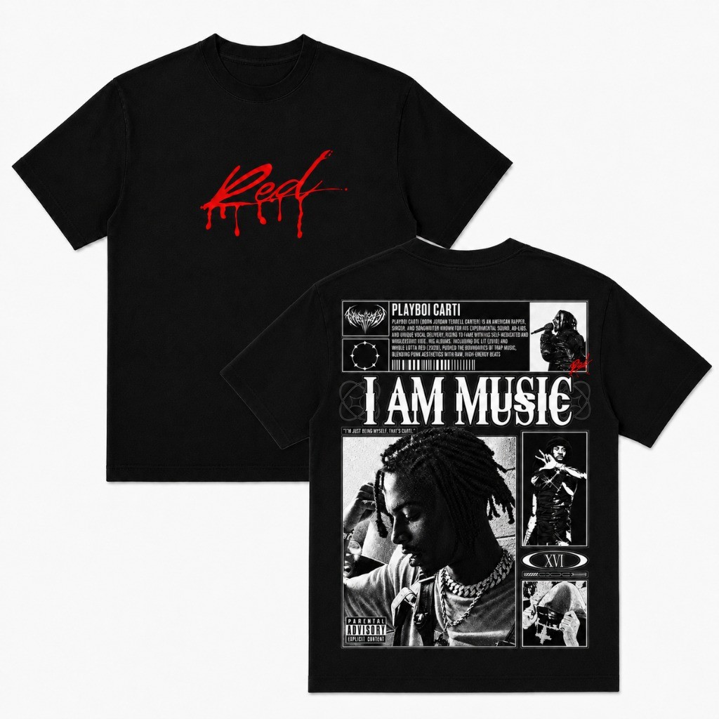 Camiseta Playboi Carti I Am Music Básica 100% Algodão Estampa Rap Hip Hop Envio Imediato Unissex Várias Cores Streetwear
