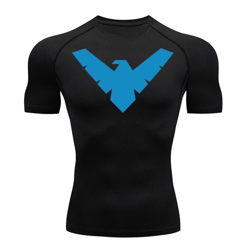 Nightwing Compression Short Sleeve T-Shirt Men's Running Gym Quick Dry Sports Top Men's Fitness T-Shirt