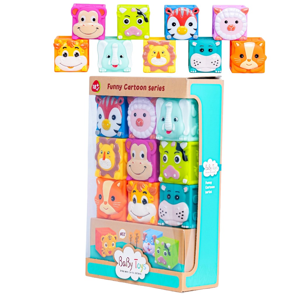 rinquedo Educativo Baby Toys Cubos Animais Infantil Bebê Aprendizado Sensorial Coordenação Motora