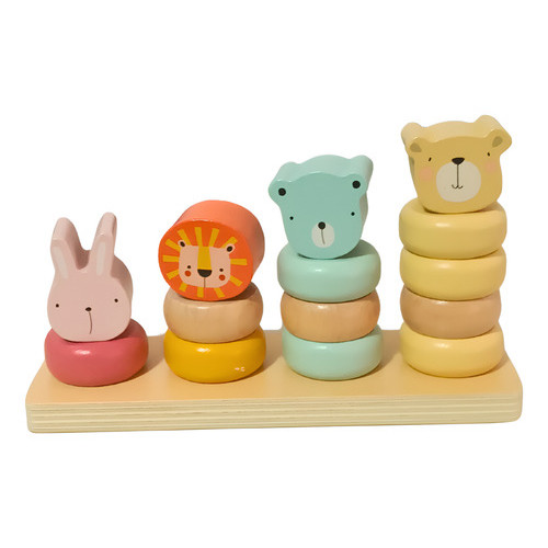 Encaixe Argolas Animais Colorido Brinquedo Educativo 3 Anos
