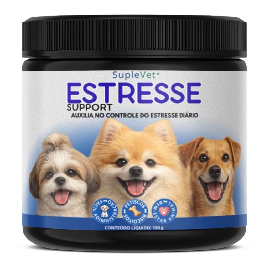SupleVet Estresse Support Suplemento Cães Petisco Biscoito Sabor Frango Pote Cachorro