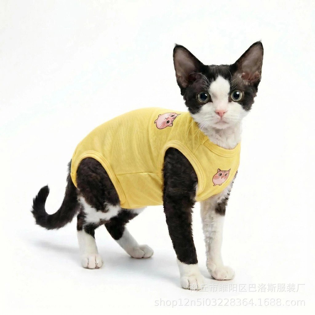 Colete fino, sem mangas e respirável para gatos, roupa para animais de estimação para gatos Devon Rex e Sphynx 7.21 R5G8
