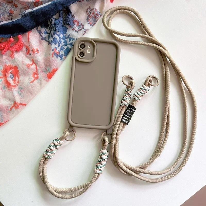 Para IPhone 17 Pro Max Caso Crossbody Cinta Cordão Colar De Pulso 15 14 12 11 13 Corda Dupla Telefone Capa