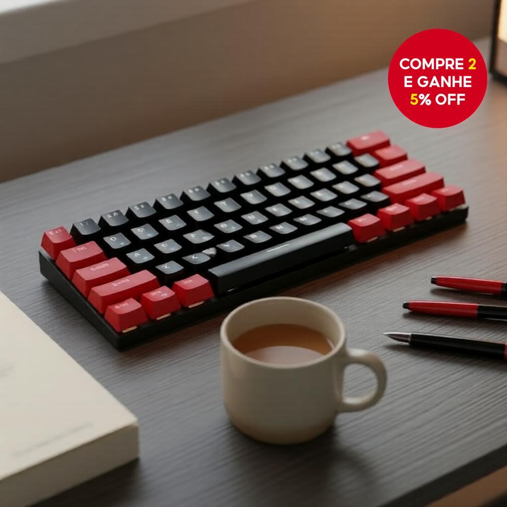 Kit de Keycaps para Teclado Mecânico em PBT, Design de Camada com Letras, Compatível com 61, 64, 66, 68, 84, 87, 96,
