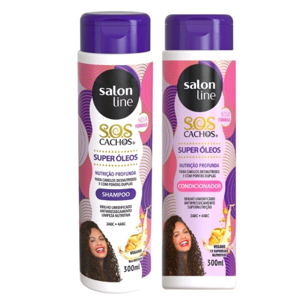SHAMPOO + CONDICIONADOR SALON LINE SOS CACHOS SUPER ÓLEOS 300ML