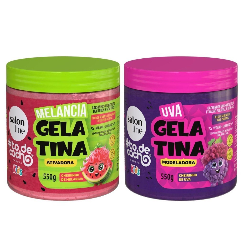 Kit Gelatina Salon Line Kids Melancia + Uva 550g