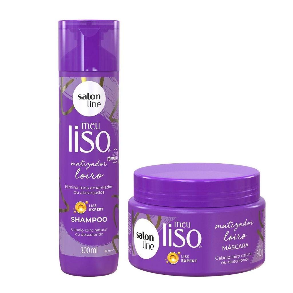 SHAMPOO + MÁSCARA SALON LINE MEU LISO MATIZADOR