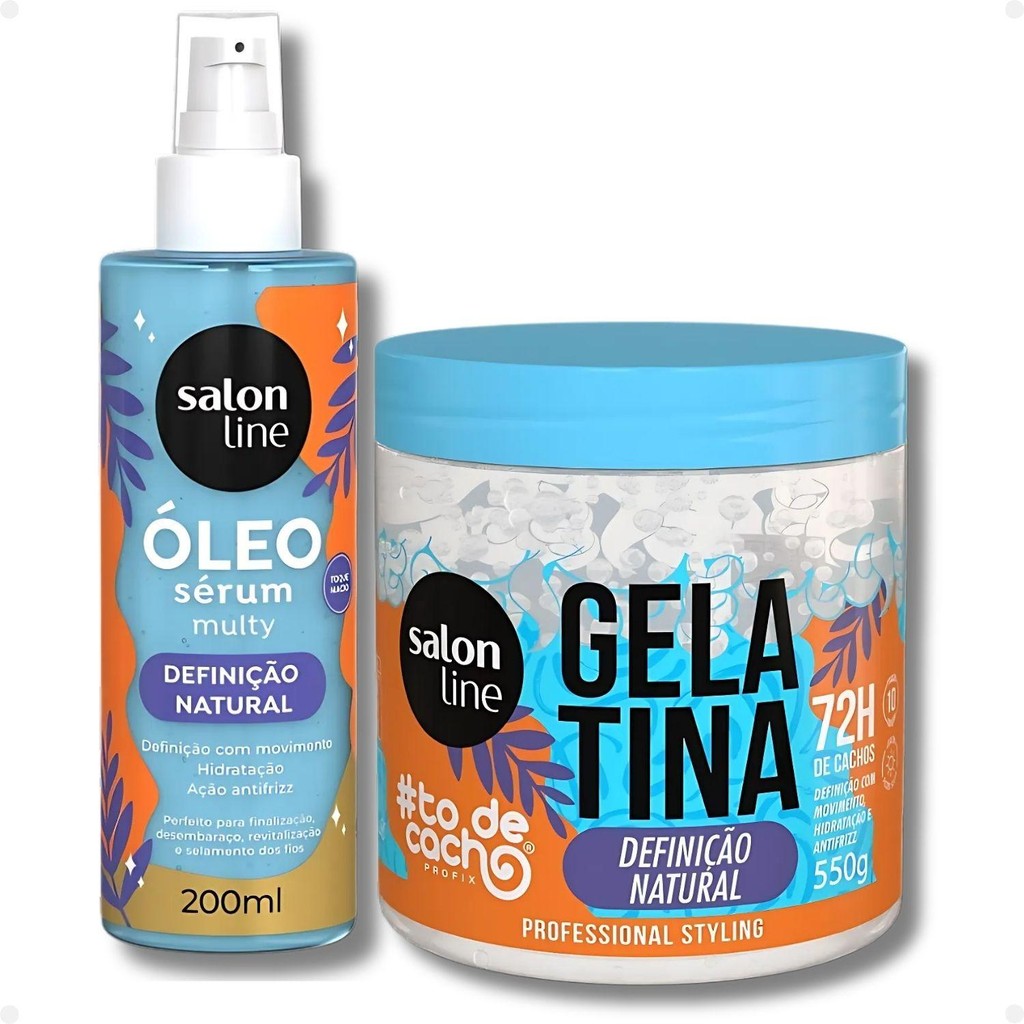 Kit Salon Line Cachos Perfeitos: Gelatina #todecacho 550g e Óleo Sérum Multy 200ml para Definição e Antifrizz