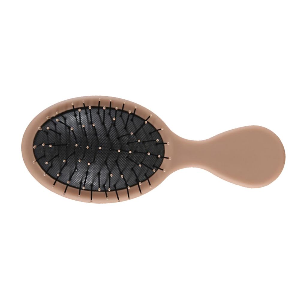 Portable Mini Hair Massage Comb Fashionable Light Brown Cushion Brush for Scalp Care Stimulating Blood Circulation Compa